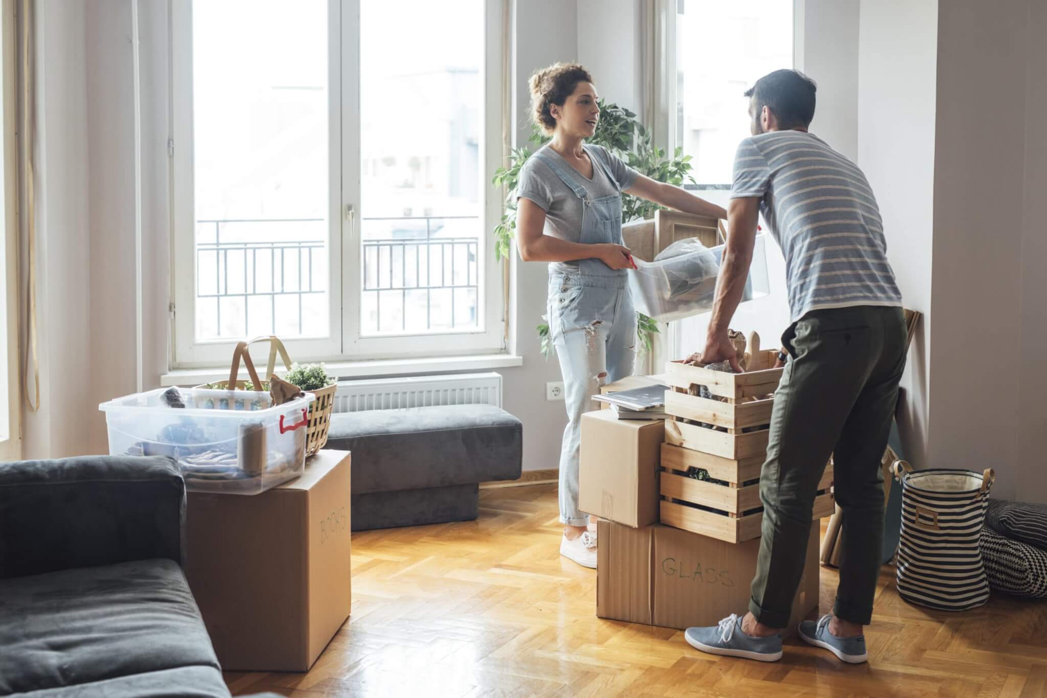 couple preparing to things for moving