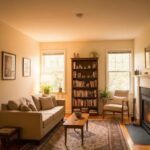 Family preparing for a local move with packing supplies and organized boxes in a cozy living room