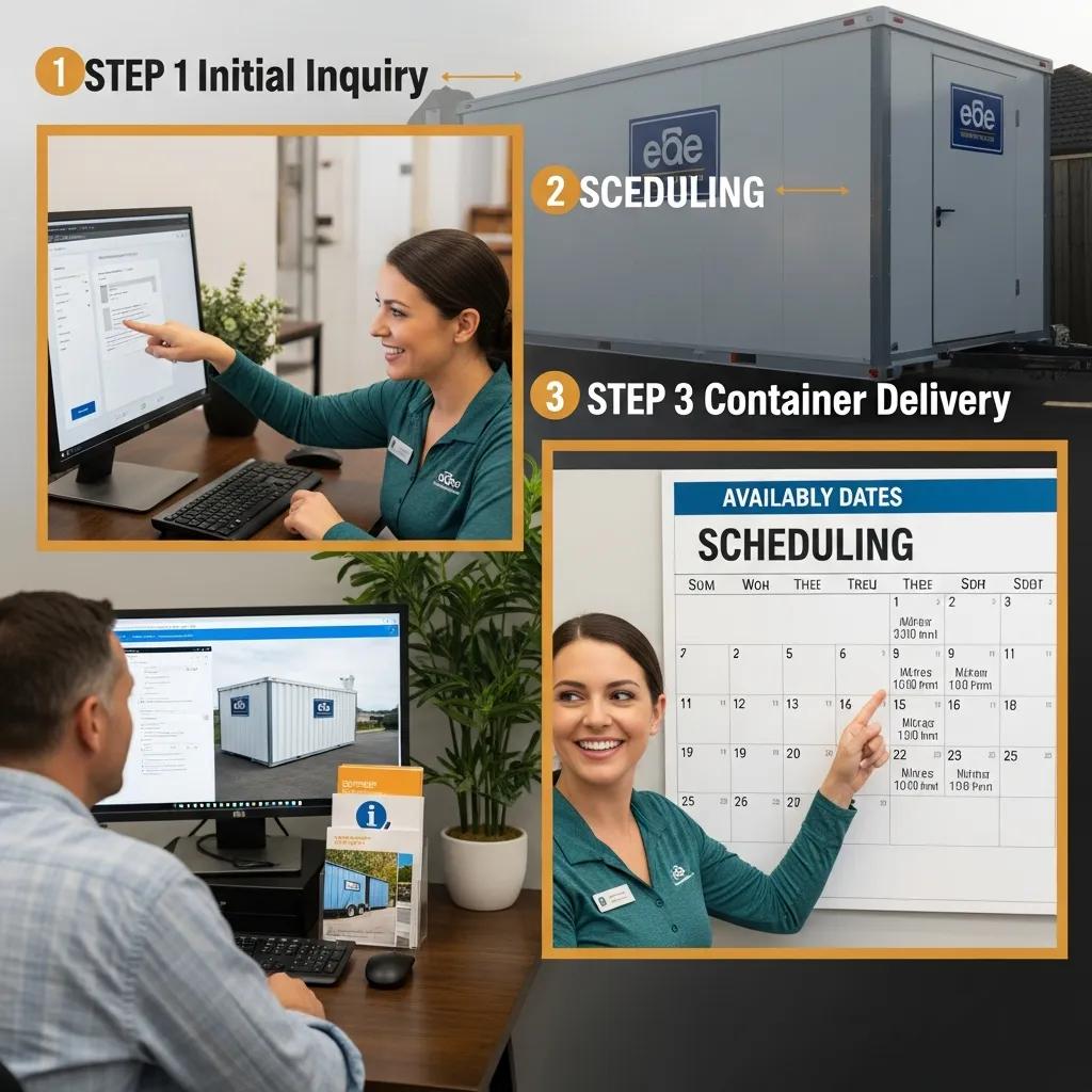 Customer service interaction illustrating the portable storage rental process, highlighting support and guidance