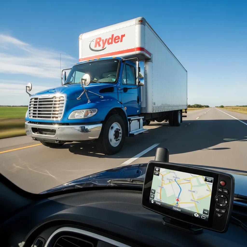 Moving truck in motion with GPS tracking, illustrating the benefits of expedited delivery for long distance moves