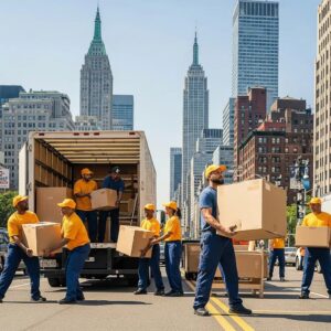 Professional movers in New York City loading furniture into a truck, highlighting local expertise and reliability