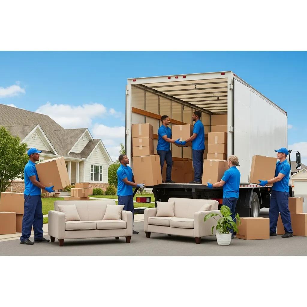 Professional movers expertly packing boxes to ensure safety during the relocation process for Your Hometown Mover's clients.