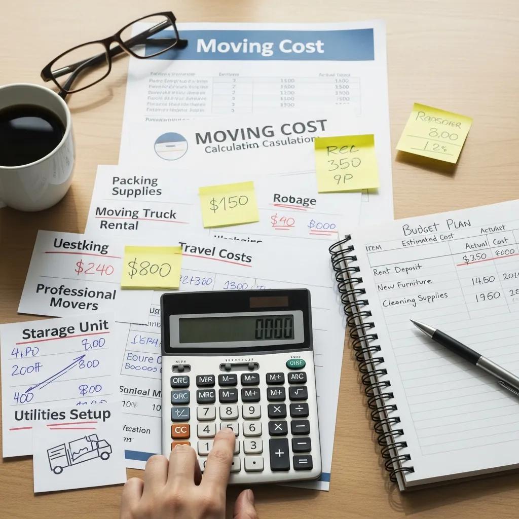 Calculator and budget plan for moving costs from Pennsylvania to South Carolina, highlighting financial planning