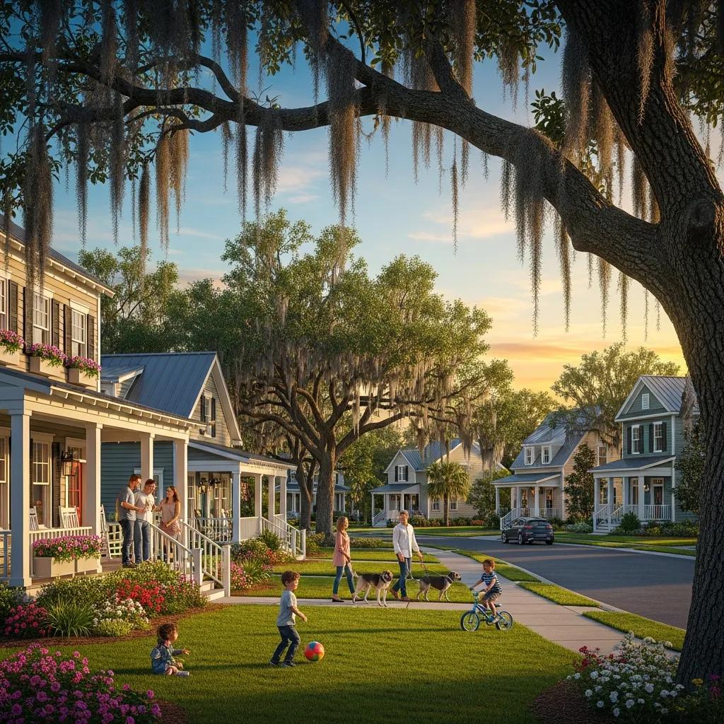 Charming South Carolina neighborhood, illustrating the welcoming lifestyle for new residents