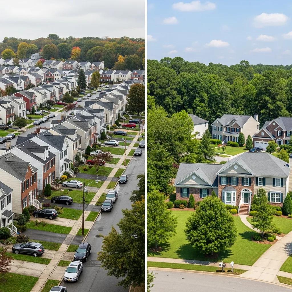 Contrasting neighborhoods in New Jersey and Georgia, illustrating cost of living differences