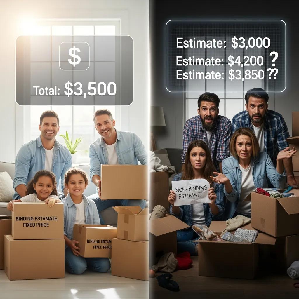 Contrasting scenarios of moving with binding and non-binding estimates, highlighting clarity versus confusion