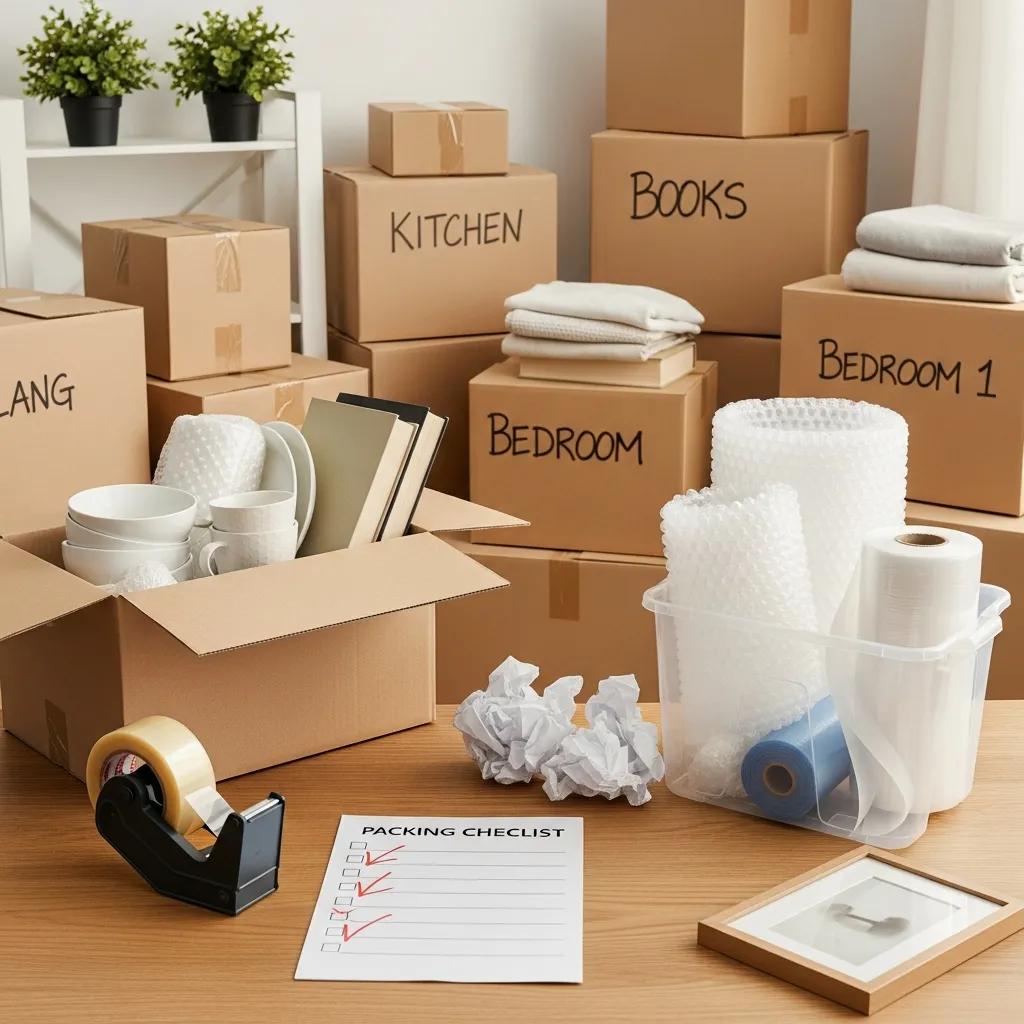 Efficient packing setup for a long-distance move, showcasing organization and preparation strategies