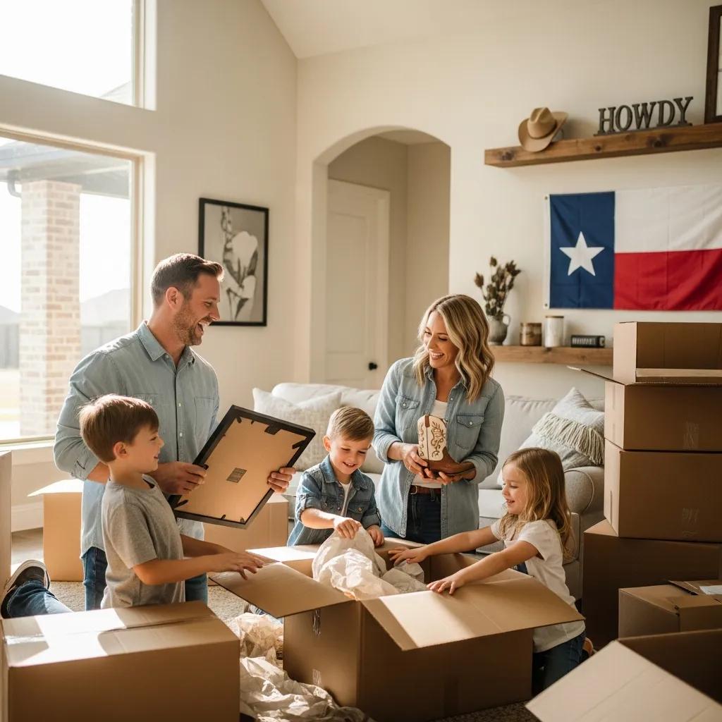 Family enjoying their new Texas home after moving from California