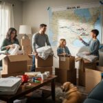 Family packing for a move, symbolizing the excitement of relocating from Beacon NY to Charlotte NC