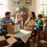 Family packing for a move to Tampa, showcasing excitement and preparation for relocation