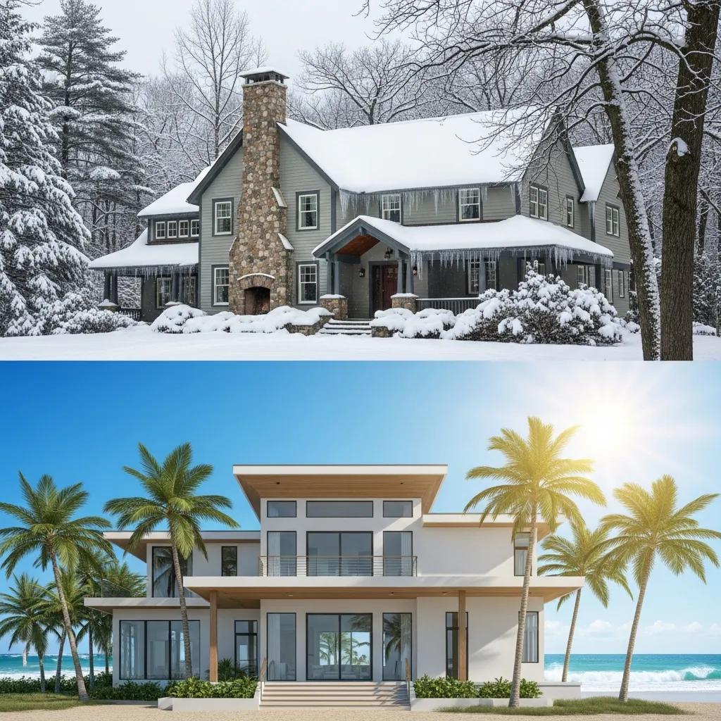 Comparison of homes in New Hampshire and Florida, illustrating cost of living differences