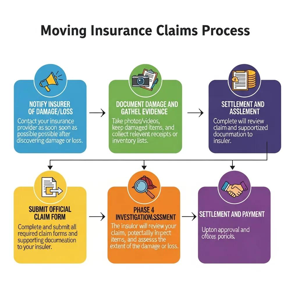 Flowchart illustrating the step-by-step claims process for moving insurance