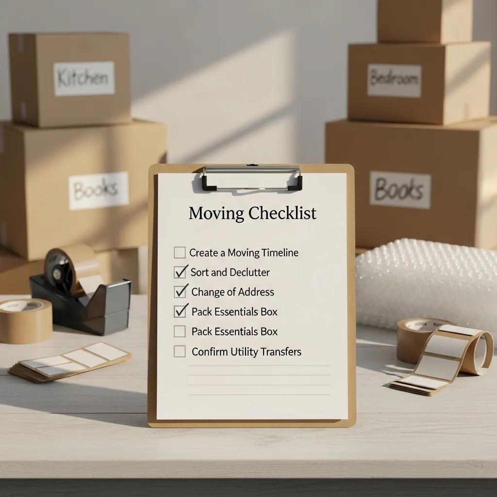 Moving checklist for relocating from New Jersey to North Carolina, emphasizing organization and preparation