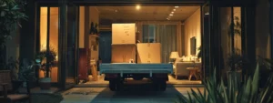 a moving truck loaded with boxes and furniture, ready to embark on a new journey.